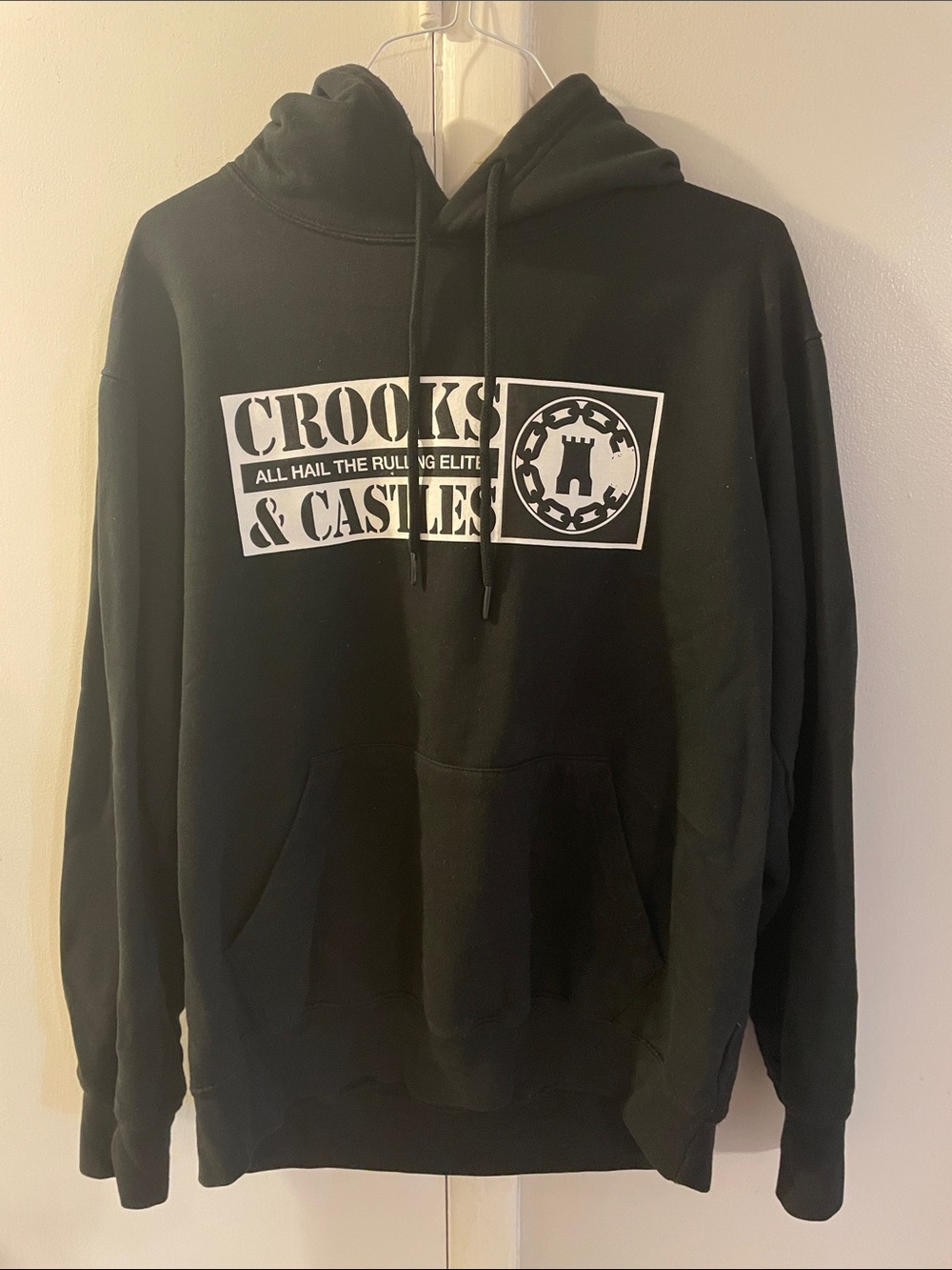 Crooks & Castles Black Hoodie with White Logo Print
